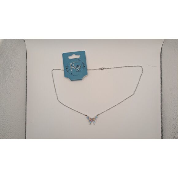 Poise Multicolored Rhinestone Butterfly Necklace - Picture 1 of 1
